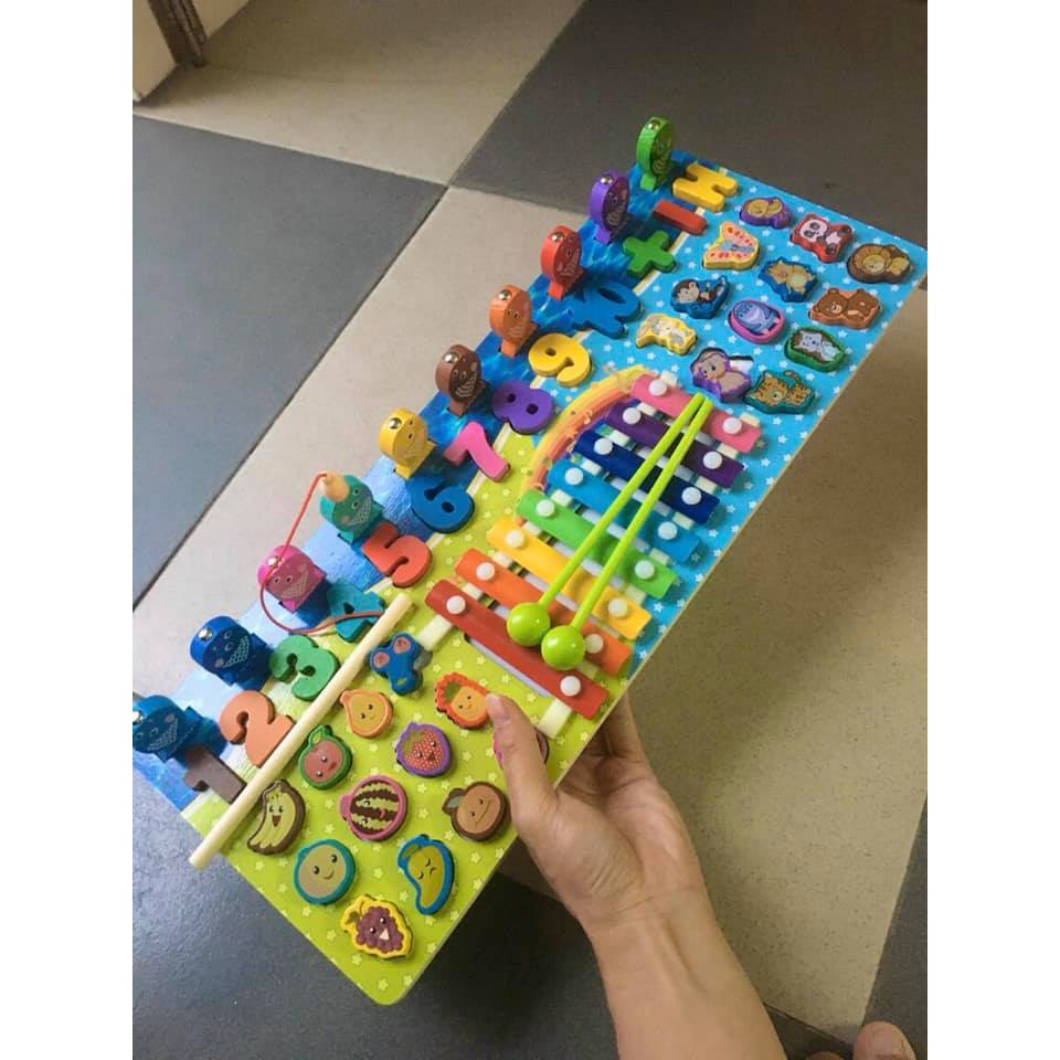 Bộ đồ chơi câu cá bảng chữ cái và ghép số học chữ số cho bé, bộ bảng số và chữ thông minh bằng gỗ Xutoshop