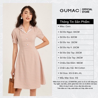 Đầm nữ ôm GUMAC sọc caro basic, đủ size DB187