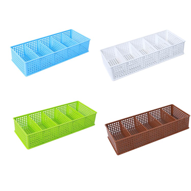 Khay nhựa đựng đồ dùng đa năng 5 ngăn, giỏ đựng đồ gia đình bằng nhựa- KDN