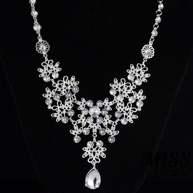 Bộ dây chuyền và đôi khuyên tai thời trang hình giọt nước độc đáo thanh lịch cho nữ