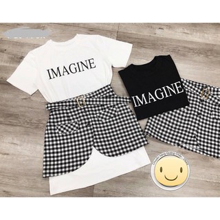 Set váy suông + chân váy kẻ