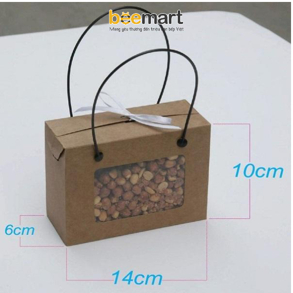 Hộp giấy kraf có quai xách mẫu số 2 (10x14x6cm)