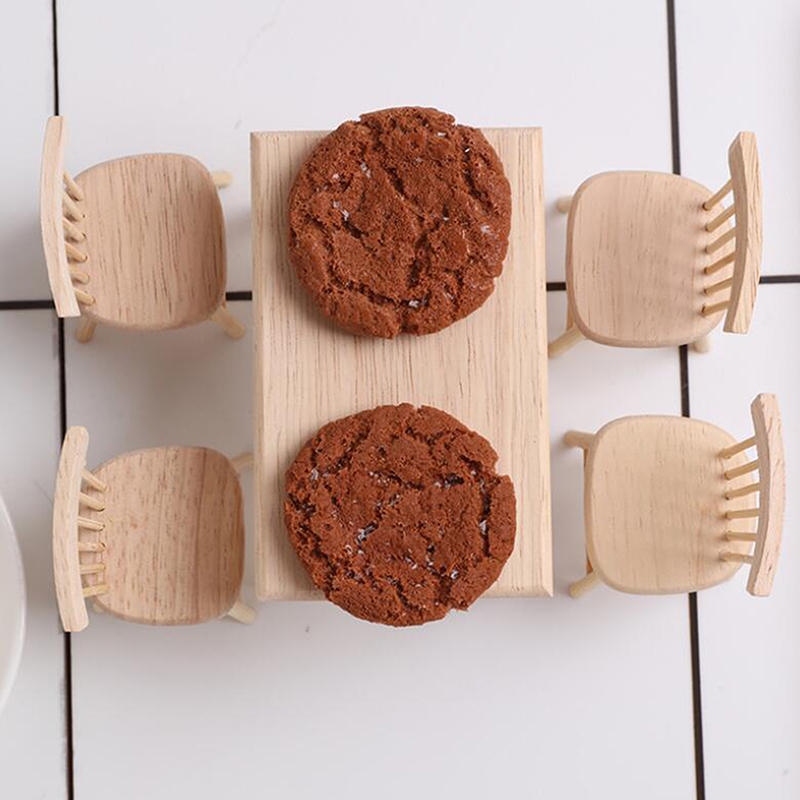 Bộ Ghế Gỗ Tỉ Lệ 1 / 12 Trang Trí Nhà Búp Bê