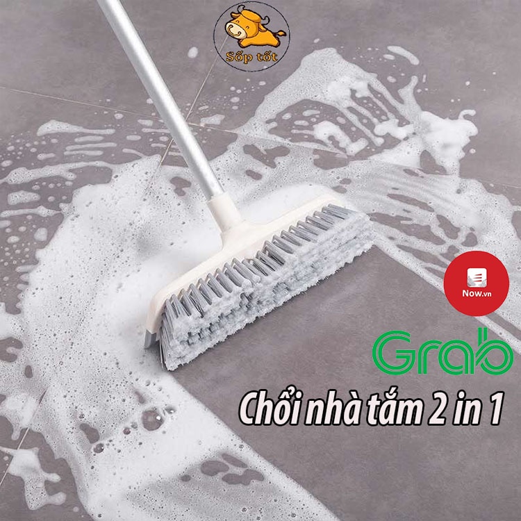 Chổi quét sàn nhà tắm đánh rửa nhà vệ sinh inox tiện lợi 2 trong 1 đa năng GD14