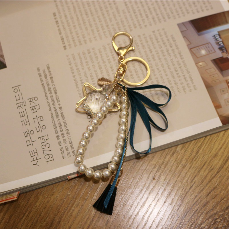 Korean version of the pearl flow soda pendant Dabao Stone Polygonal car Keychain fashion small-hanging