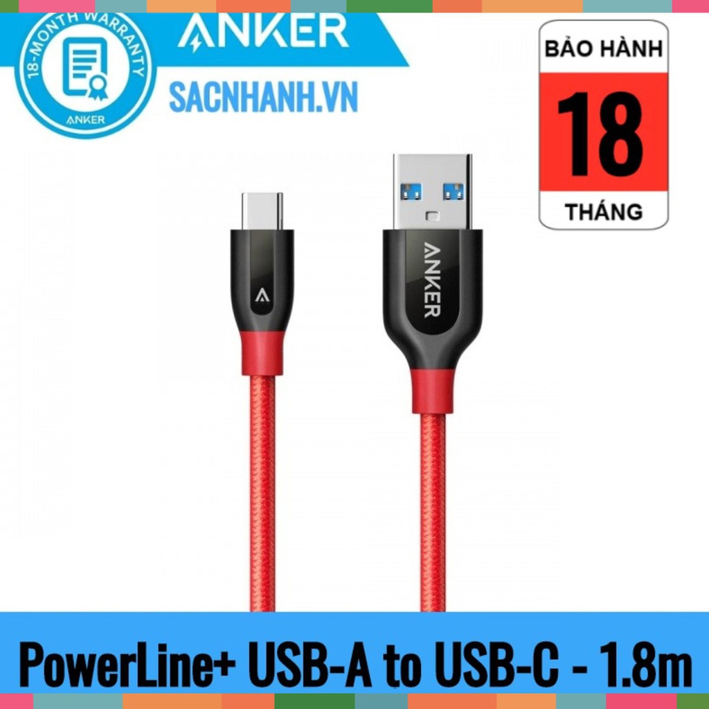 Cáp Sạc Nhanh Anker PowerLine+ USB 3.0 ra USB-C - Dài 0.9m-1,8m _AK