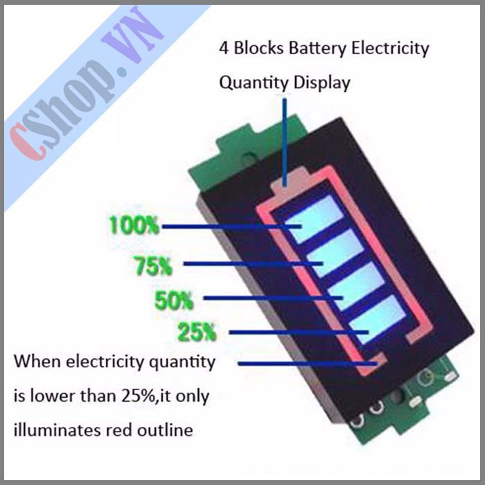 Module led hiển thị mức năng lượng pin 18650 lithium 4.2V 8.4V 12.6V