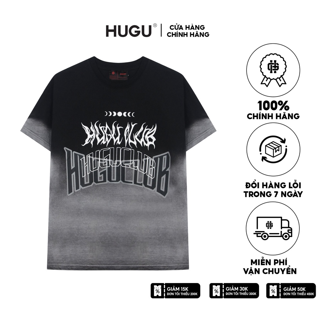 Áo thun unisex HUGU - Moon Club - chất vải cotton thoáng mát chuẩn form