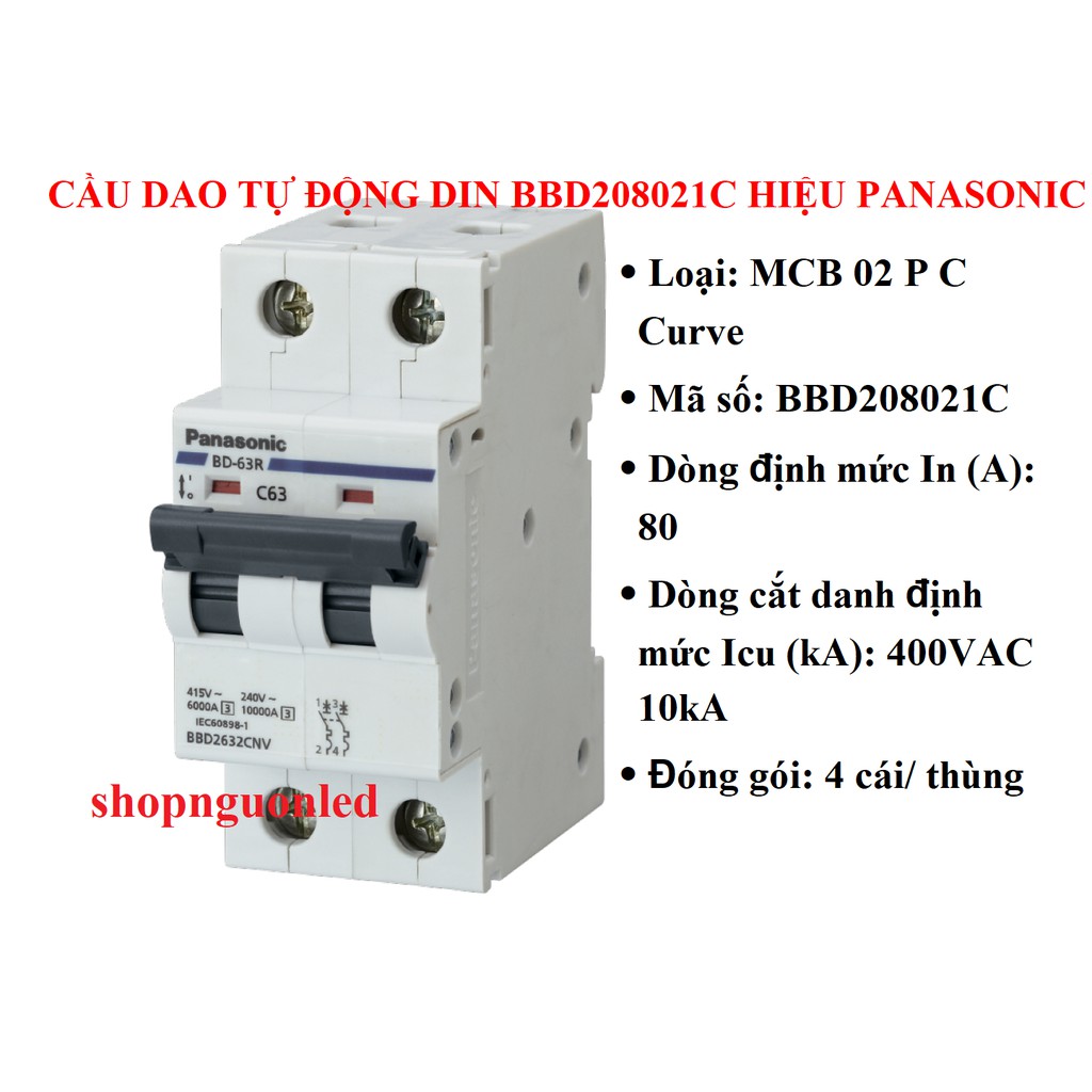 Cầu dao tự động hiệu Panasonic (NÊN MUA) DIN BBD210021C/DIN BBD208021C, Aptomat,CB cóc, Bộ ngắt mạch an toàn chống giật.