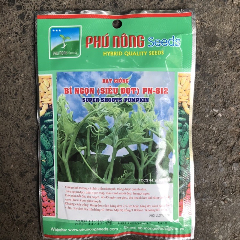 Hạt Giống Rau Bí Siêu Ngọn Giòn Ngọt, Năng Suất Cao 20gr, 50gr