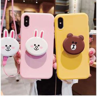 Ốp nhựa dẻo mềm cho iPhone kèm giá gấu,thỏ dễ thương cho các dòng iPhone 6/6Plus/6sPlus/7/7Plus/8/8Plus/XS/XR/XS Max-b28