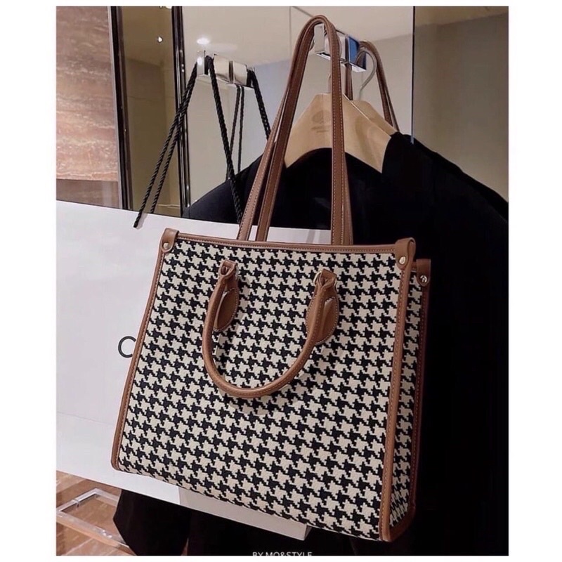 Túi xách công sở nữ in họa tiết răng sói sét 2 món shop tuyển sỉ