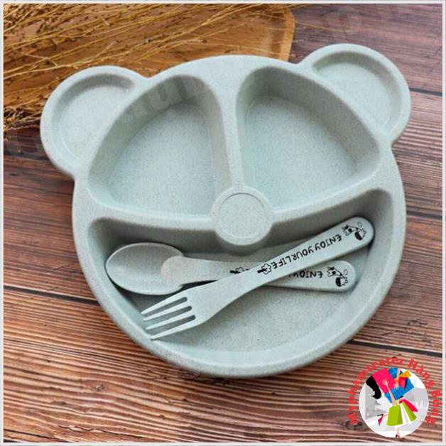 Khay đựng cơm,cháo ăn dặm cho bé chất liệu nhựa lúa mạch hai hình