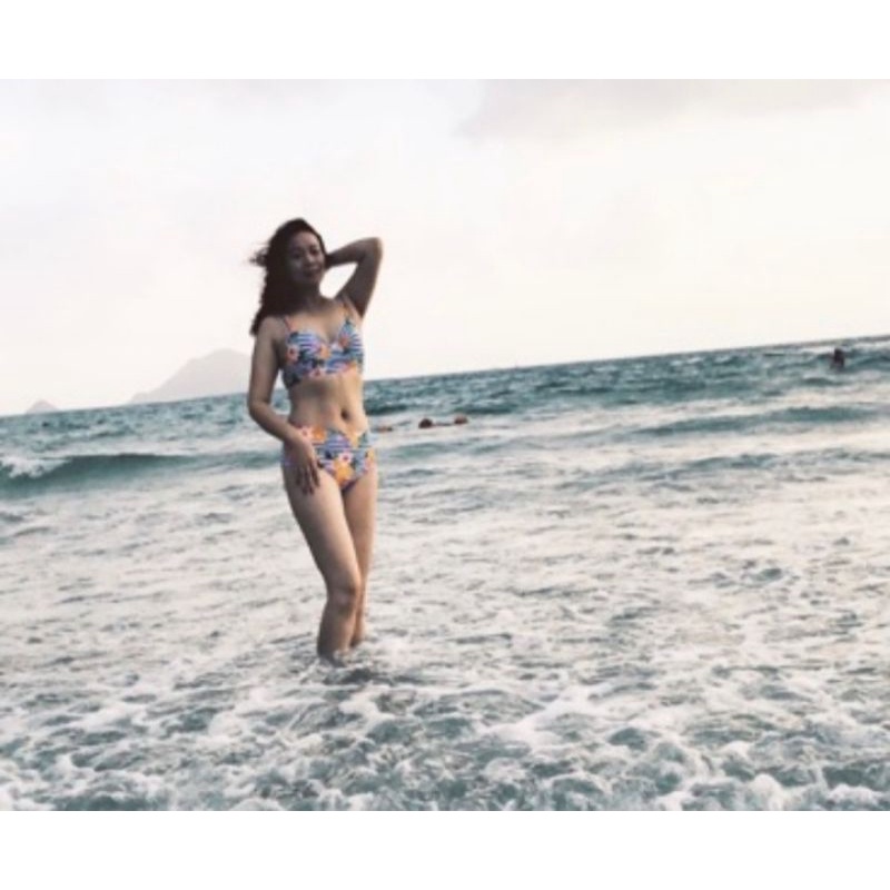 Bikini, Đồ Bơi Hai Mảnh Đi Biển Đẹp Quần Cạp Cao Mút Dày Nâng Ngực VATIXA BKN13