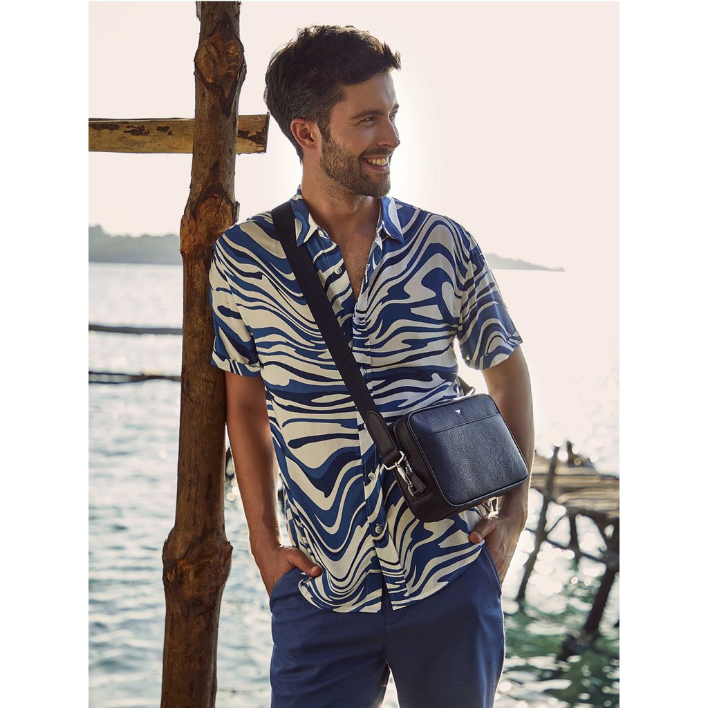 Áo sơ mi nam ngắn tay ARISTINO dáng Casual fit vừa vặn, thiết kế họa tiết tràn đầy năng lượng, thoáng mát - ASSM08S9