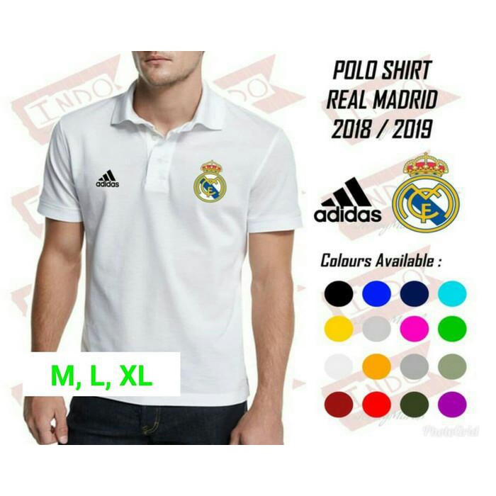 Áo Thun Polo In Logo Real Madrid Thời Trang 2018 / 2019