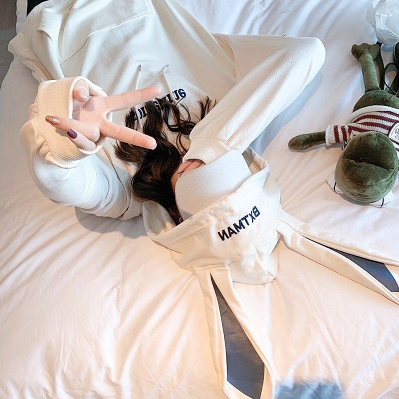 ÁO HOODIE TAI THỎ SOMETIME TRẮNG UNISEX - ÁO NỈ NGOẠI MŨ TAI XÁM IN CHỮ HOT | BigBuy360 - bigbuy360.vn