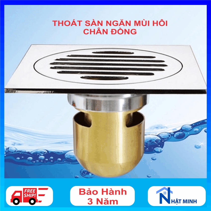 Thoát sàn chống mùi hôi, hố ga thoát nước chất liệu đồng dày dặn sáng bóng dùng được cho nhiều loại ống rất linh hoạt
