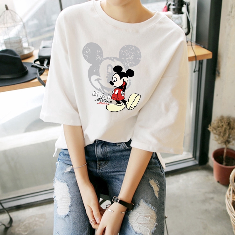 NRVP Áo thun trắng ngắn tay dáng rộng thời trang mùa hè 2020 cho nữ