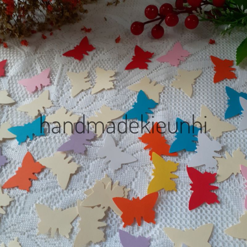 20- 35-50 Hình bươm bướm, có 3 size, bằng giấy - thủ công mầm non cho bé- trang trí thiệp, bưu thiếp, bao lì xì