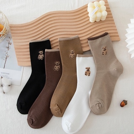 Tất vớ nữ cổ cao hình gấu dễ thương Warm&Cute AD28