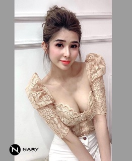 Áo ren cúp ngực tay phồng