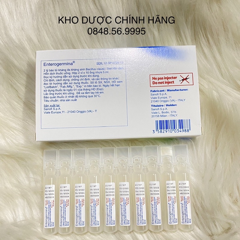Men ống vi sinh ENTEROGERMINA 2 tỷ bào tử hộp 20 ống