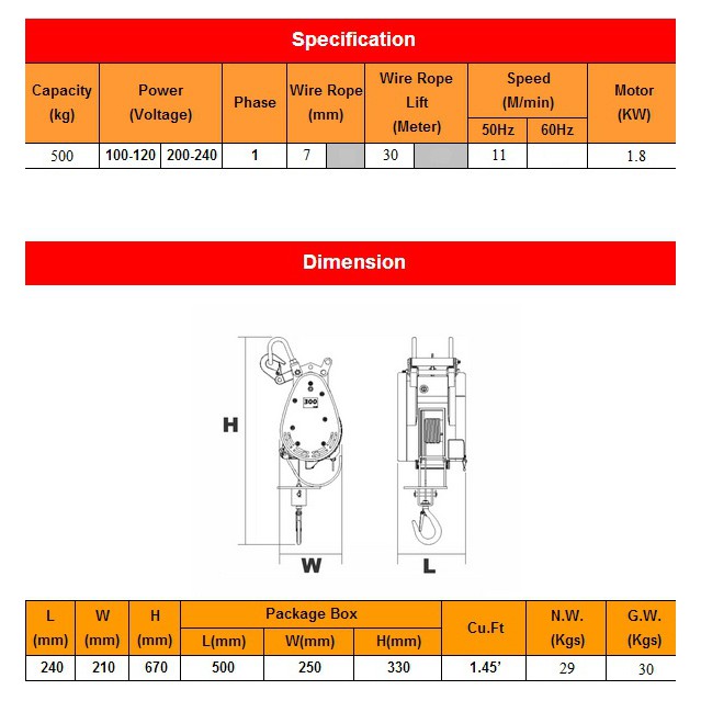 Tời điện cáp treo tốc độ cao mini - tời than - tời nhanh STRONG-DUKE DU-500A (nâng 500kg)