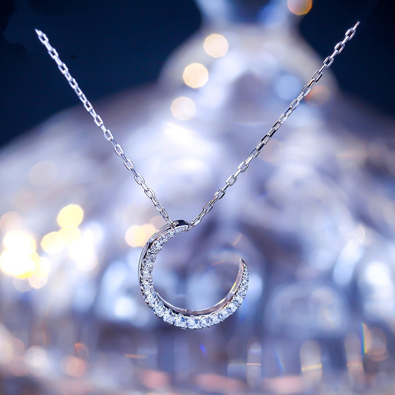 Dây Chuyền Mạ Bạc Mặt Hình Mặt Trăng Cho Nữ