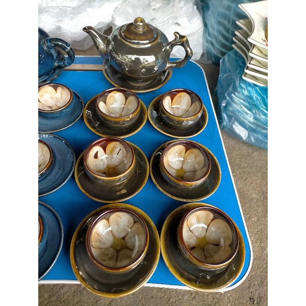 Ấm chén men hoả biến Bát Tràng