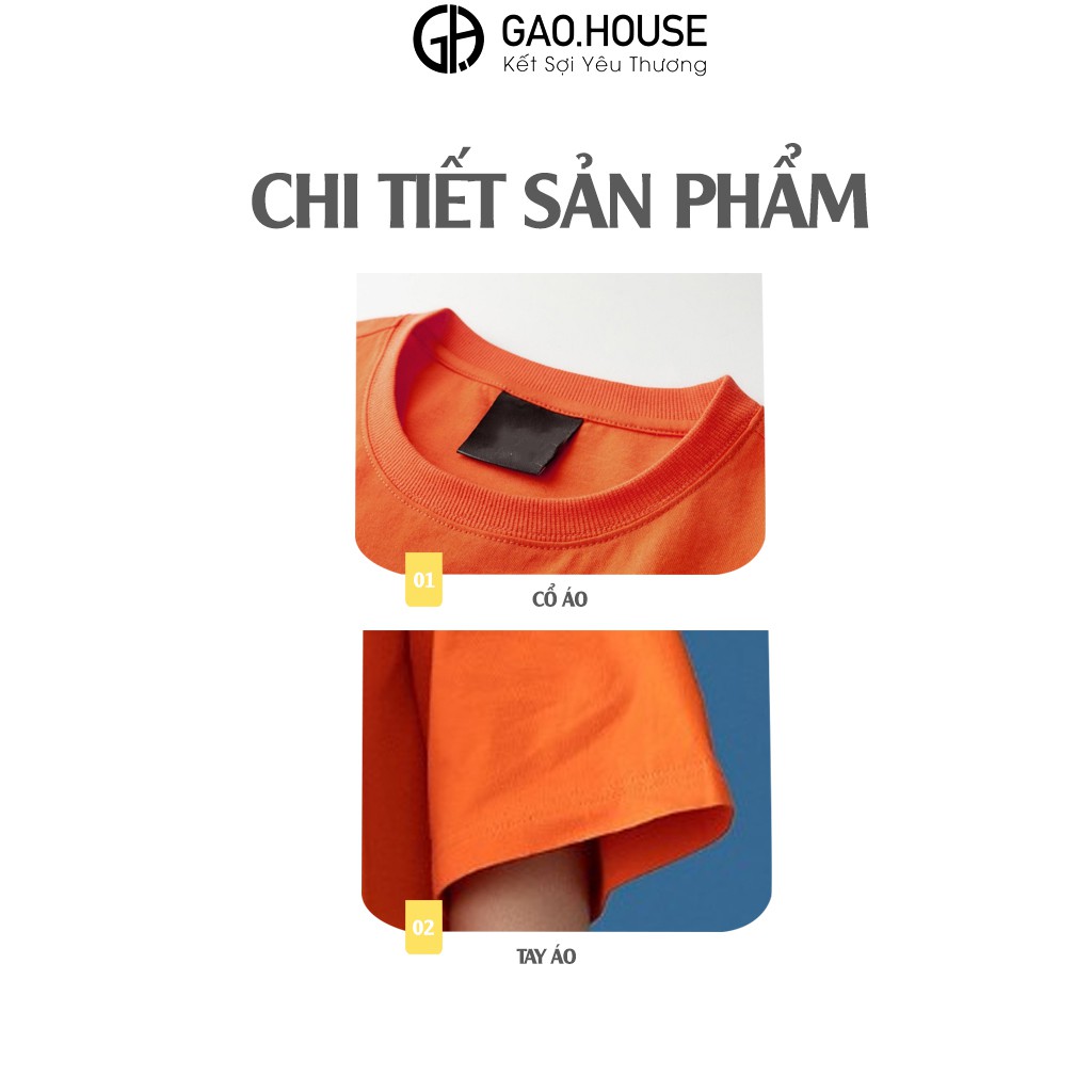 [Mã BMLT35] Áo thun nam nữ oversize Gạo House phong cách unisex form rộng tay ngắn, cổ tròn chữ TNT LaB màu cam [V214]