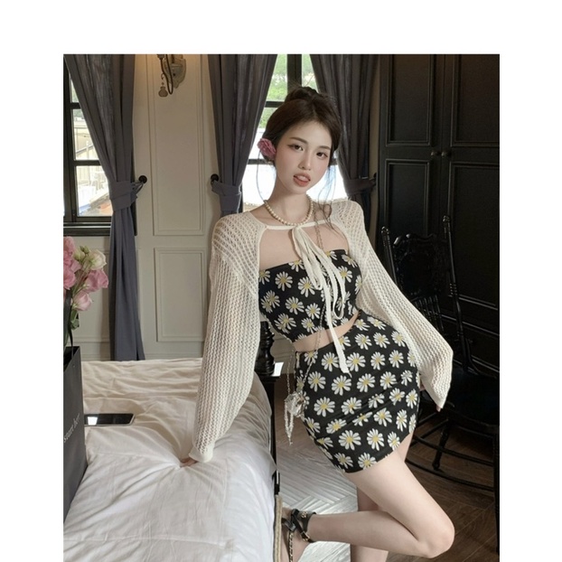 Áo cúp ngực hoa cúc có đệm mút gợi cảm thời trang nữ