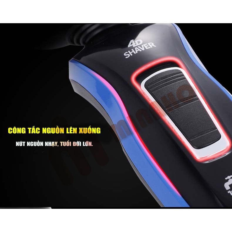 Máy Cạo Râu Đa Năng Chống Nước SHAVER 4D -  Máy Cạo Râu Cao Cấp Cầm Tay - Dao Cạo Êm, 3 Lưỡi Kép Basic