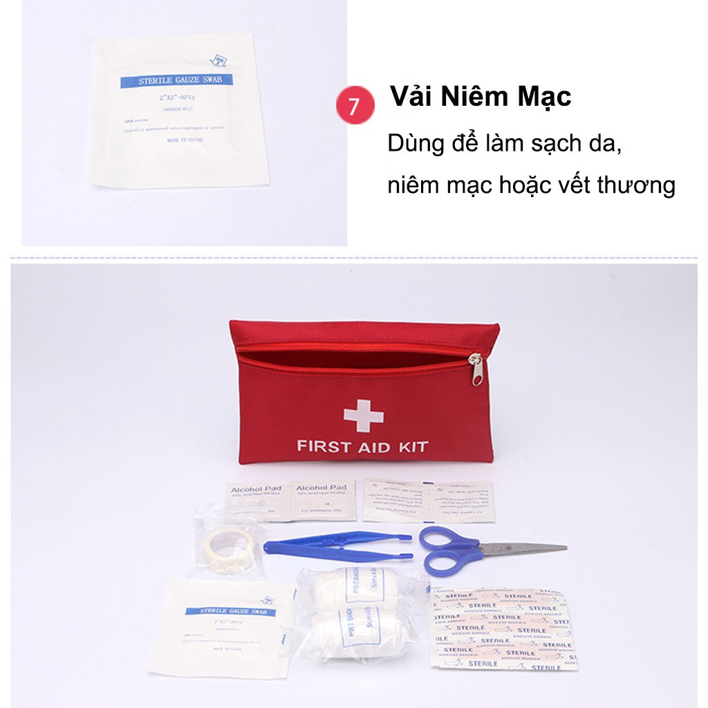 Túi Để Ô Tô, Túi Y Tế Mini First Aid Kit Dụng Cụ Cá Nhân Sơ Cứu Khi Đi Du Lịch