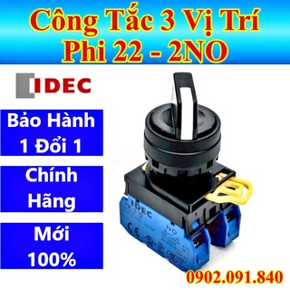 Công tắc xoay 3 vị trí phi 22 2NO tự giữ IDEC YW1S-3E02