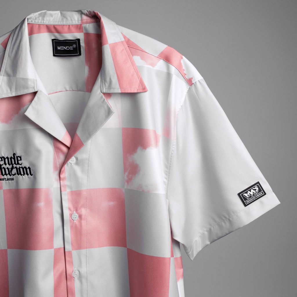 MENDE - Square Sky Shirt Pink - Áo sơ mi nam tay ngắn
