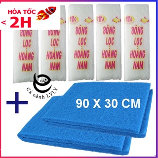 Combo 2 Xốp lọc bể cá 90x30cm lọc nước siêu sạch + 4 Bông lọc bể cá 30x13cm loại tốt, dầy mịn