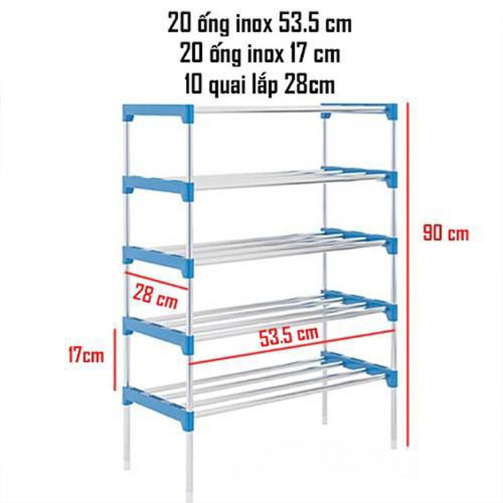 Kệ giày 4 tầng, 5 tầng để giày dép lắp ghép thông minh bằng nhựa và inox cao cấp | Giá để giày dép - Dễ dàng lắp ghép