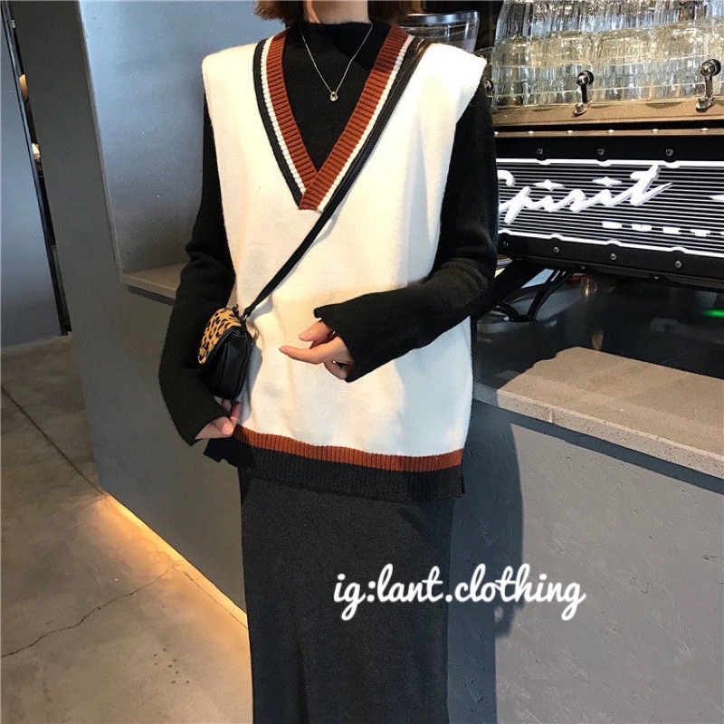 áo len gile viền đỏ