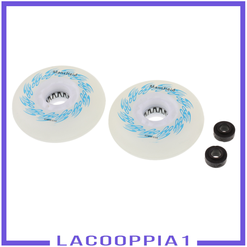 2 Bánh Xe Trượt Patin Lapoppia 80mm Có Đèn Led Màu Xanh Lá