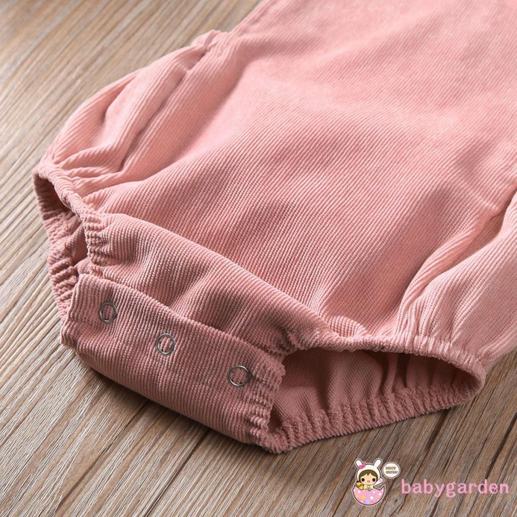 Bộ áo liền quần vải nhung màu trơn không tay thời trang mùa hè cho bé từ 0-24 tháng tuổi