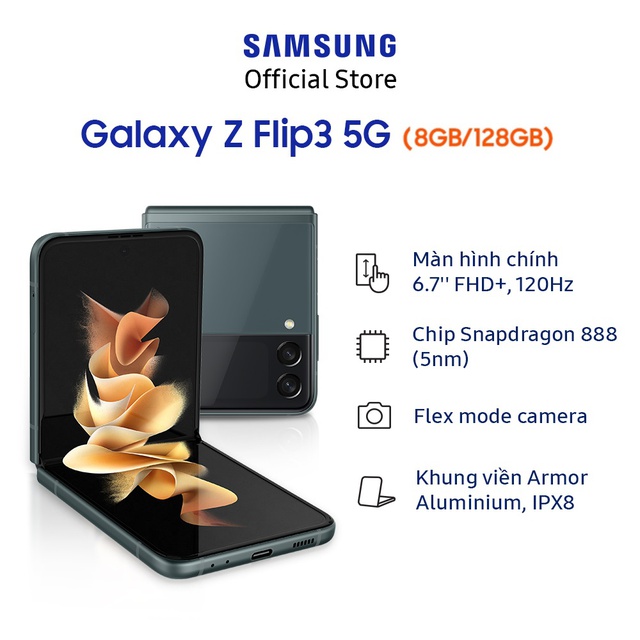 [Mã ELSSHOT giảm 5% đơn 3TR] Điện Thoại Samsung Galaxy Z Flip3 5G 128GB