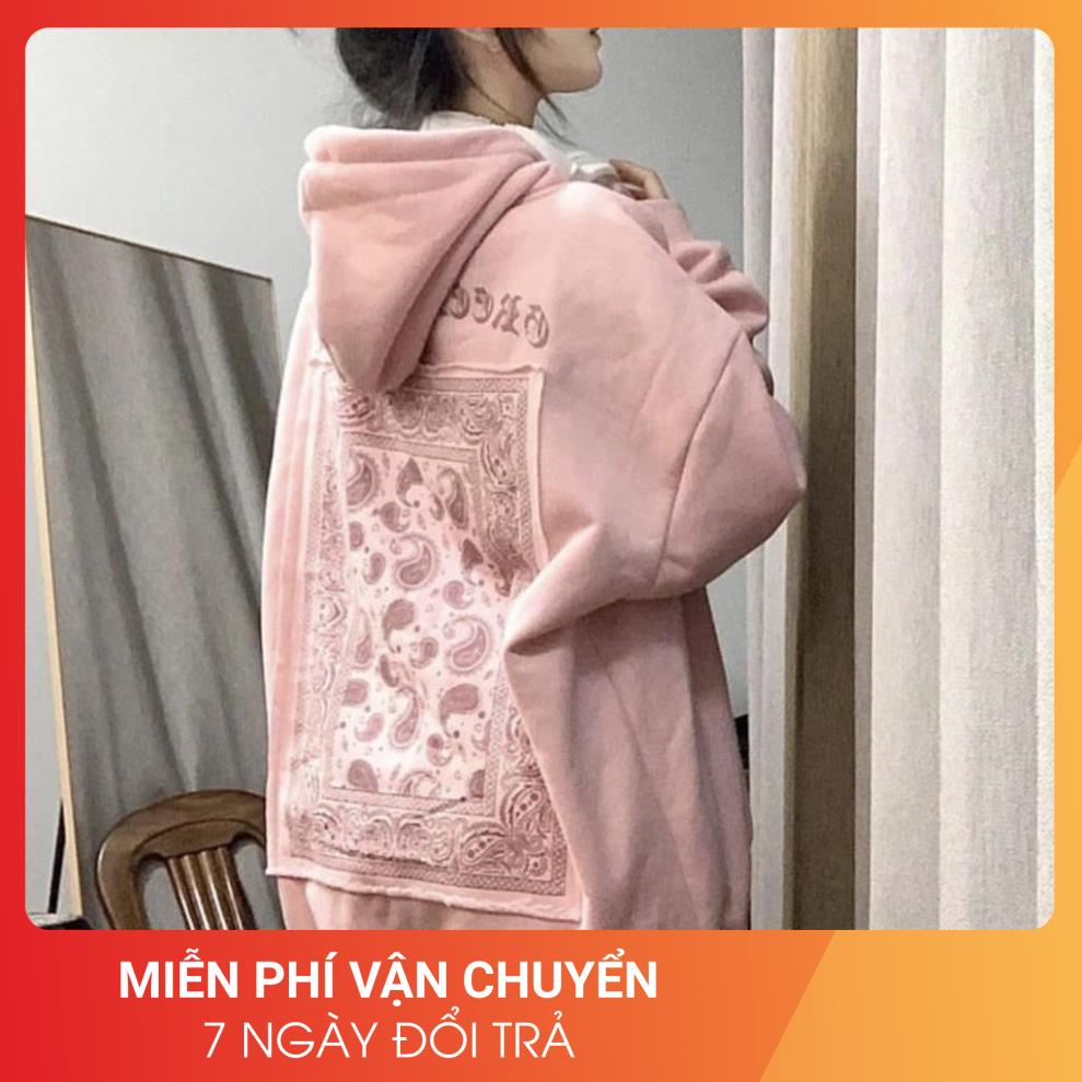 Áo Hoodie Hồng Bandana 24APRIL Nữ [FREESHIP] 🌸 Sweater thổ cẩm form rộng tay bồng, kiểu dáng vintage cá tính Ulzzang 🌸 | BigBuy360 - bigbuy360.vn