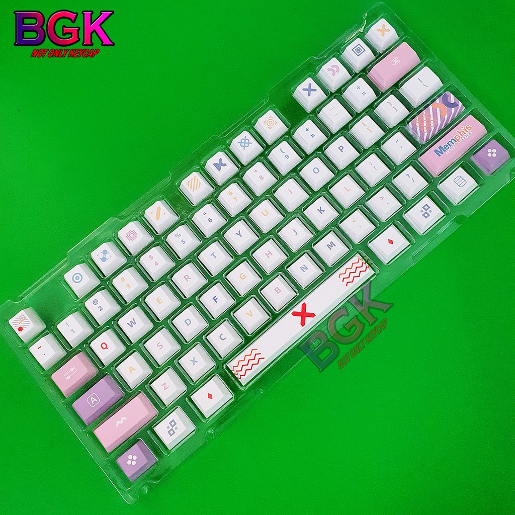 Bộ Keycap Memphis Thick PBT Cherry Profile Dye Sub 126 Nút cân được hầu hết các layout dị