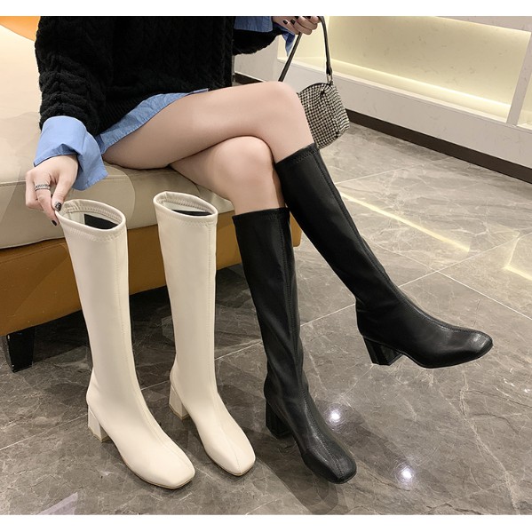 [SẴN] Boots đùi da PU mềm hàng không khóa kéo B028 | BigBuy360 - bigbuy360.vn
