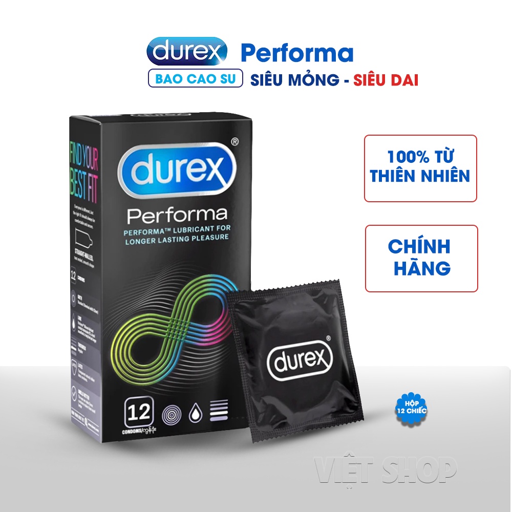 Combo 2 Hộp Bao Cao Su Durex Kingtex - Durex Performa. Dòng Bcs Cao Cấp Siêu Mỏng Ôm Sát Gia Tăng Khoái Cảm (Hộp 12c)