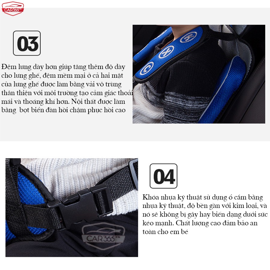 Ghế an toàn cho bé dùng trên ô tô xe hơi CAR365 - Chắc chắn và an toàn bảo vệ 24/24 khi đi xe - CAR23