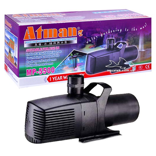 Máy bơm nước hồ cá, bể cá Atman MP 5500 (110w, 5700l/h) công suất lớn, loại tốt nhất (Đen)- BH Fish Mart