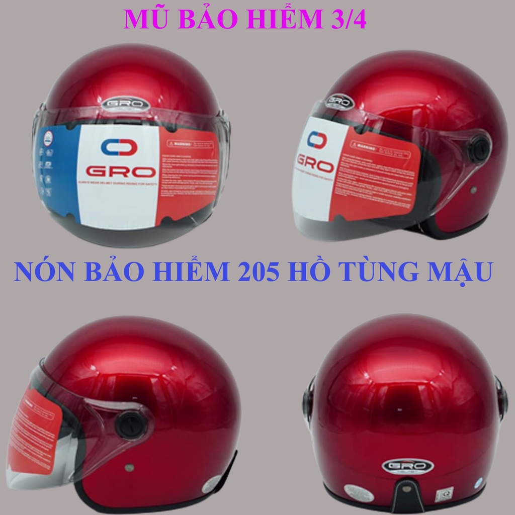 Nón bảo hiểm Nữ che mặt 3/4 Chính Hãng GRO : Thời trang - Trẻ trung - Phong cách - An Toàn
