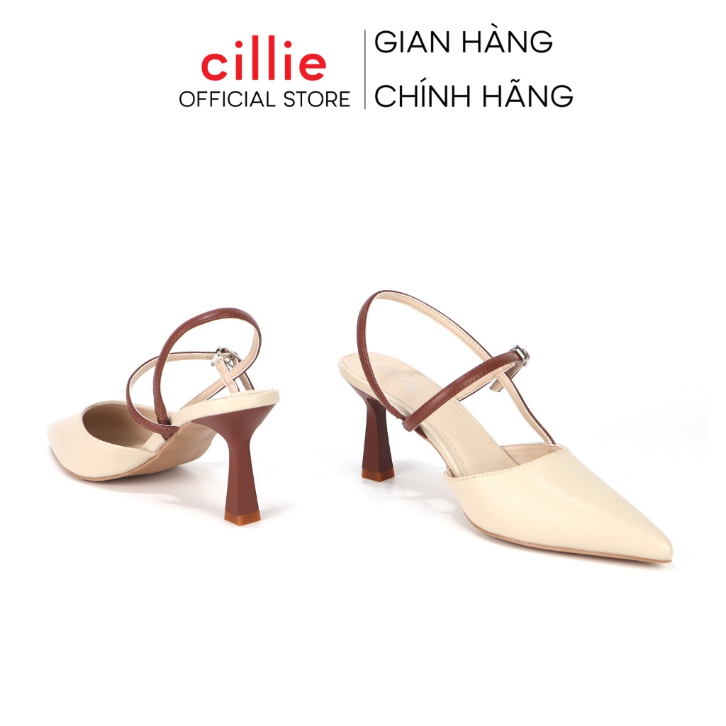 Giày sandal cao gót nữ mũi nhọn quai dây thanh lịch gót cao 7cm đi học đi làm Cillie 1045